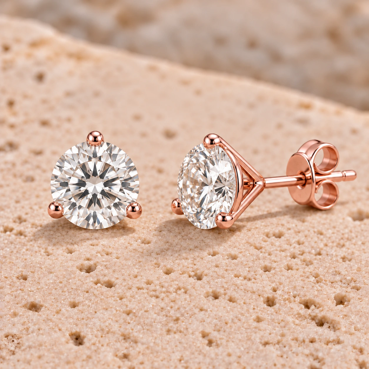 Martini-knoppie-oorbelle · 1.00 kt-paar · Roosgoud
