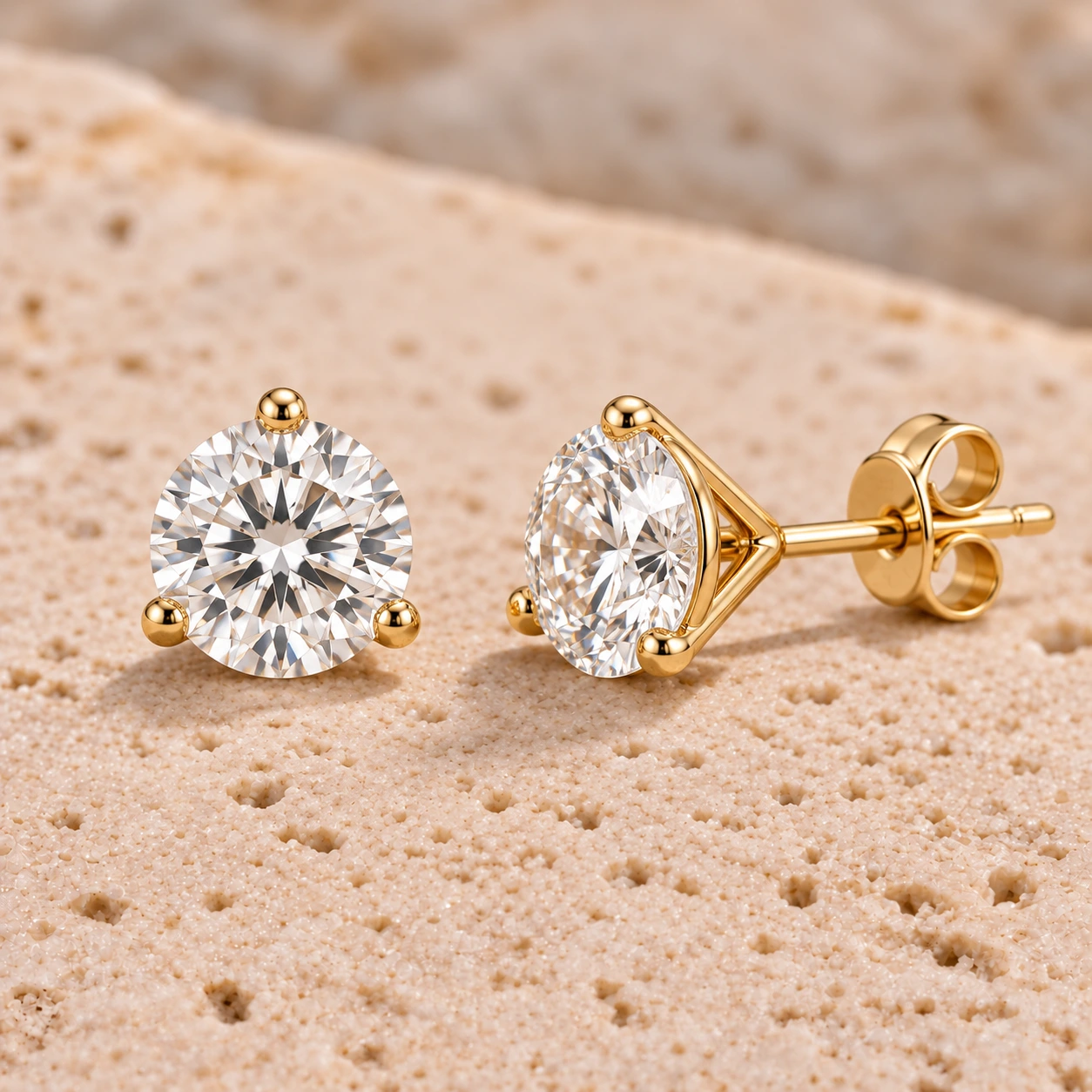 Martini-knoppie-oorbelle · 0.75 kt-paar · Geelgoud
