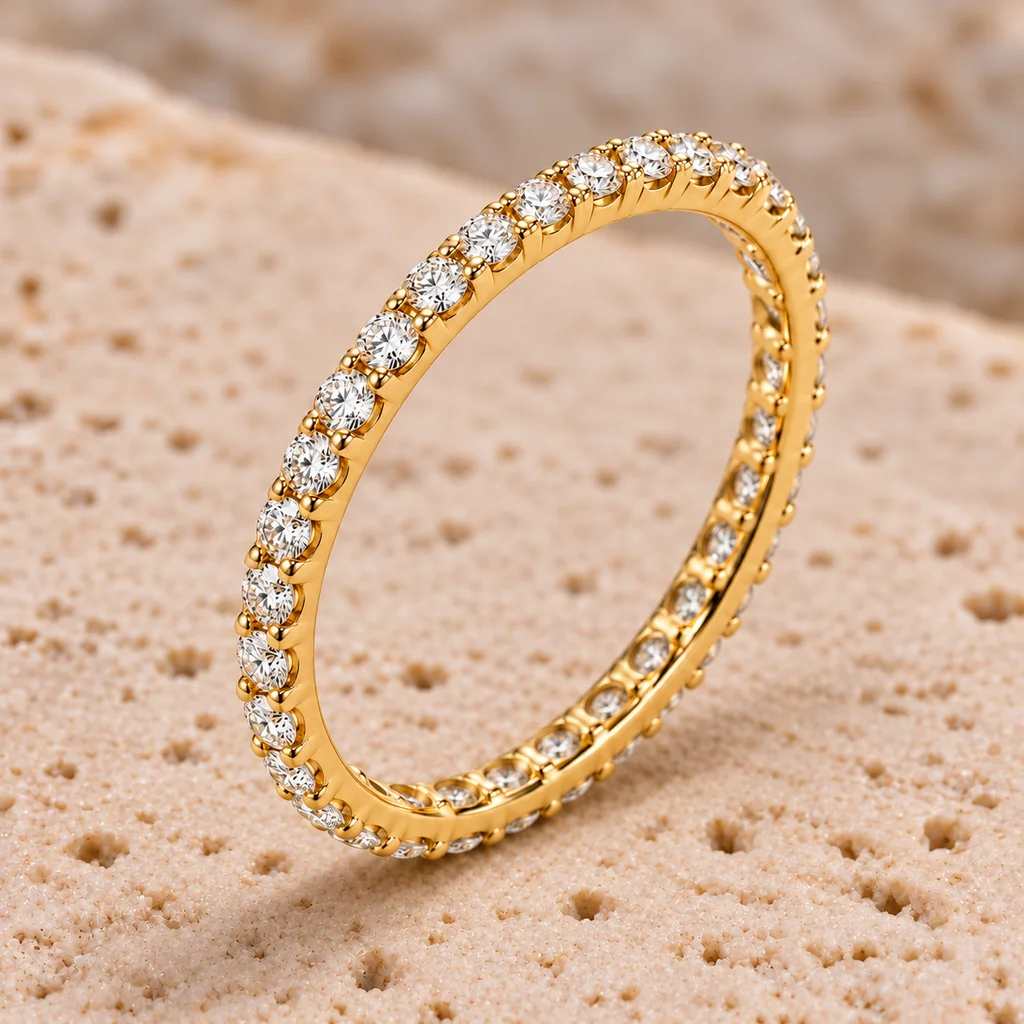 Full eternity ring · 1.4 mm diamonds · Yellow gold