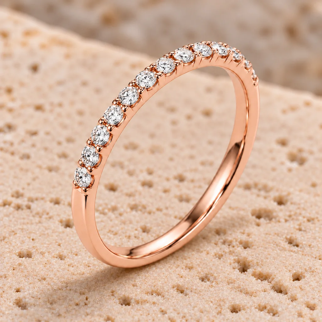 Half eternity ring · 1.4 mm diamonds · Rose gold