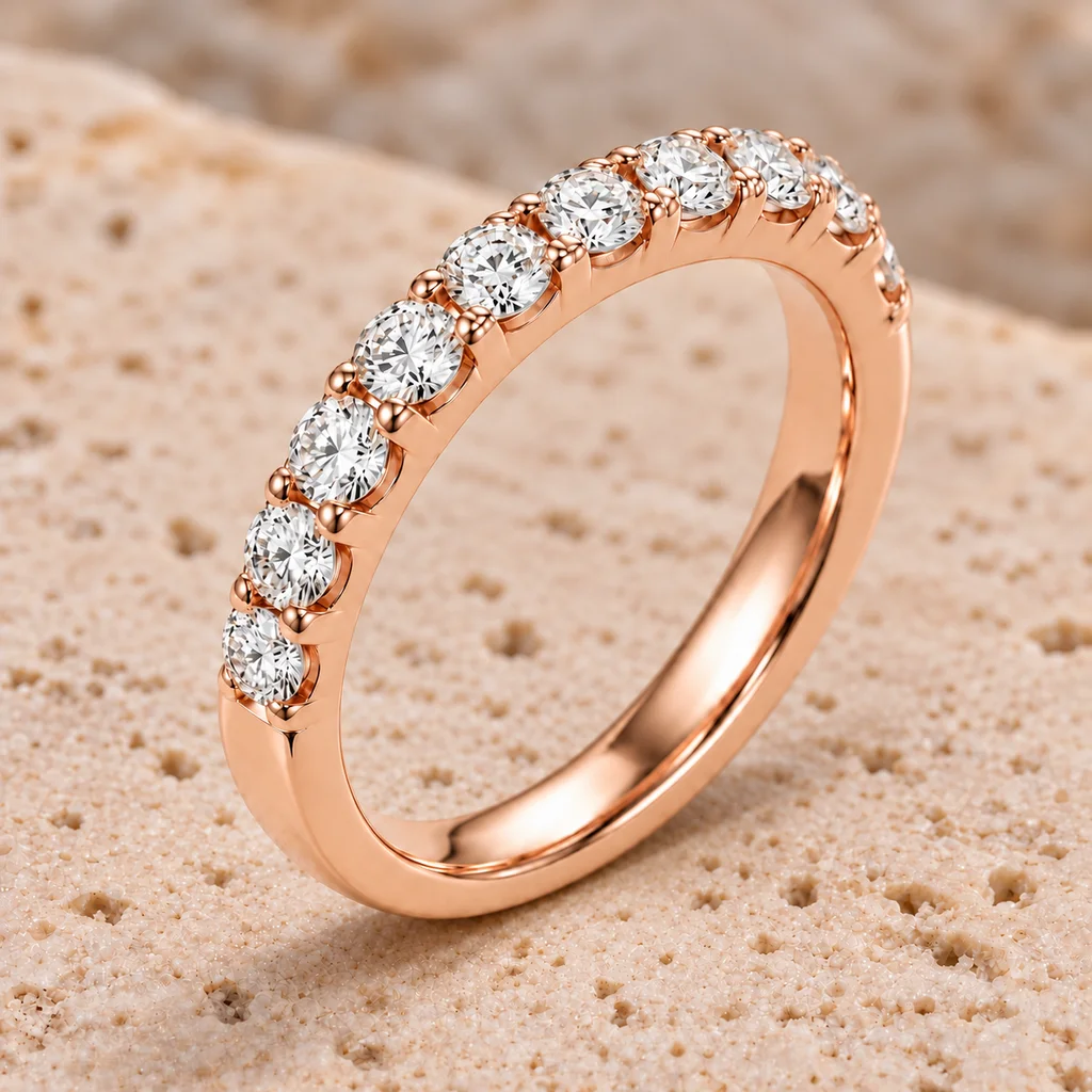 Half eternity ring · 2.5 mm diamonds · Rose gold