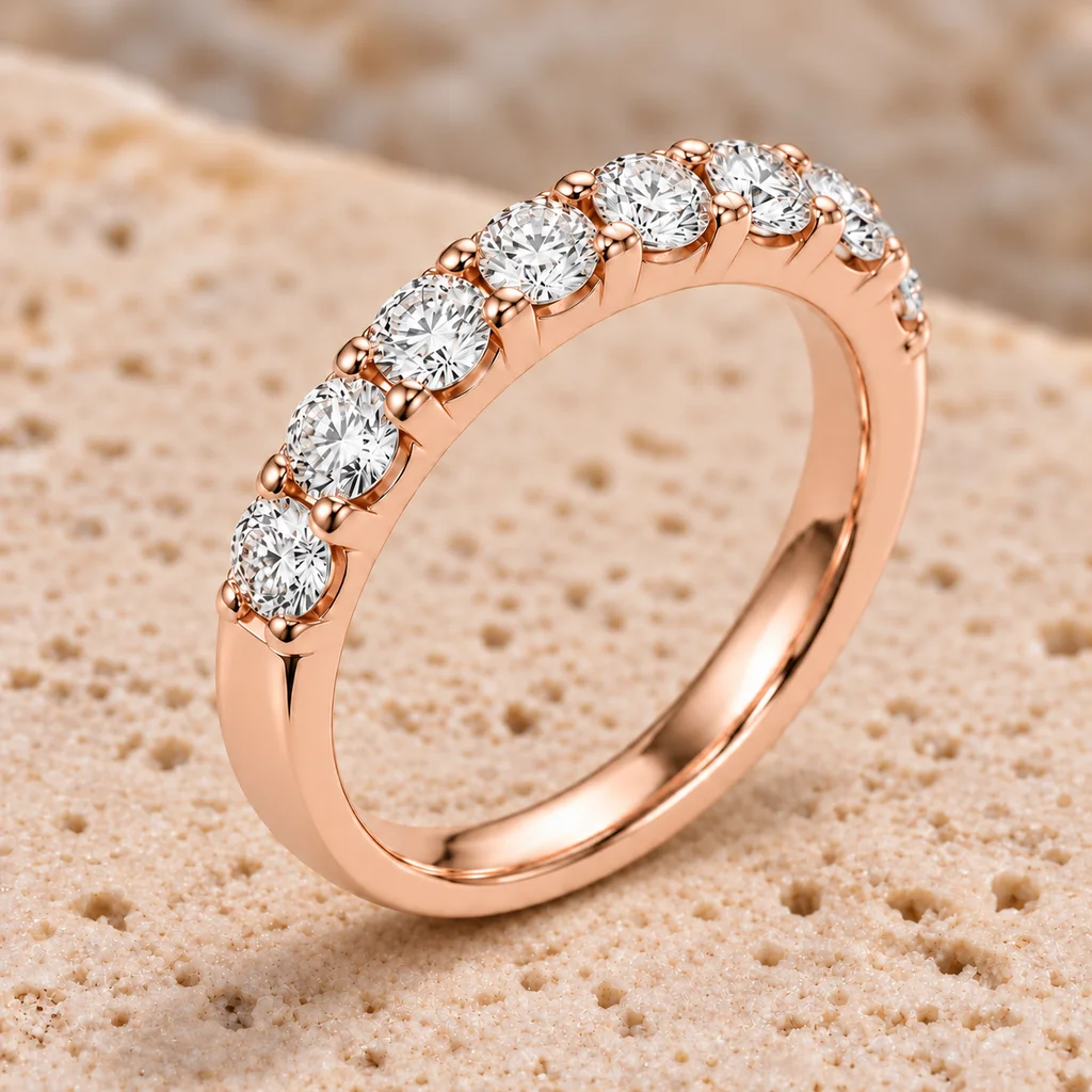 Half eternity ring · 3 mm diamonds · Rose gold