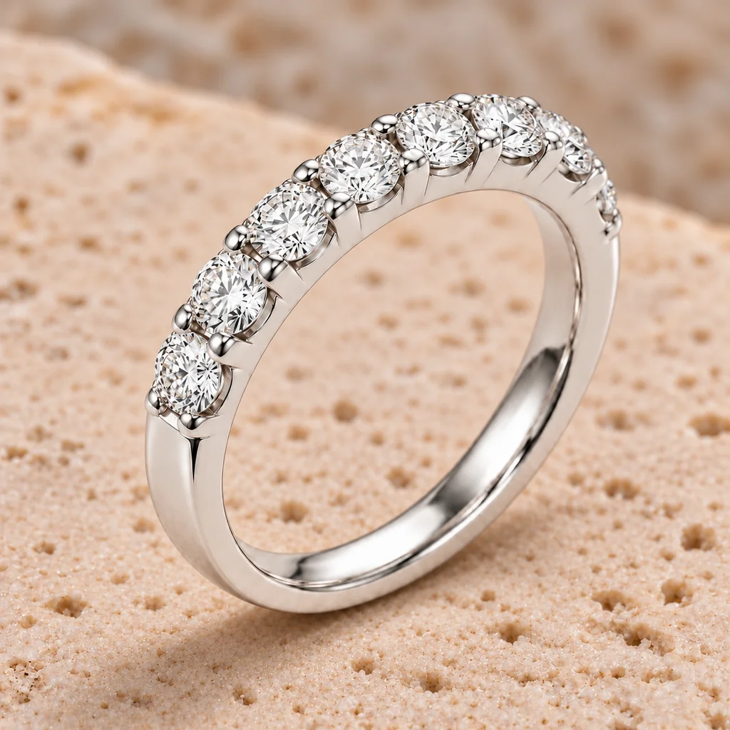 Half eternity ring · 3 mm diamonds · White gold