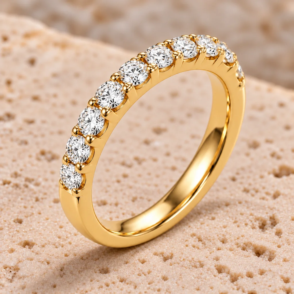 Half eternity ring · 2.5 mm diamonds · Yellow gold