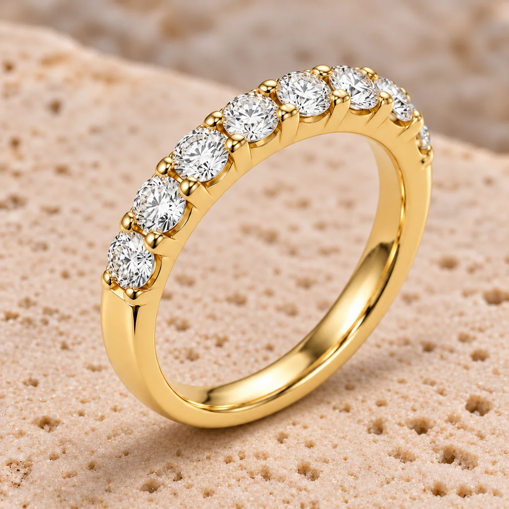 Half eternity ring · 3 mm diamonds · Yellow gold